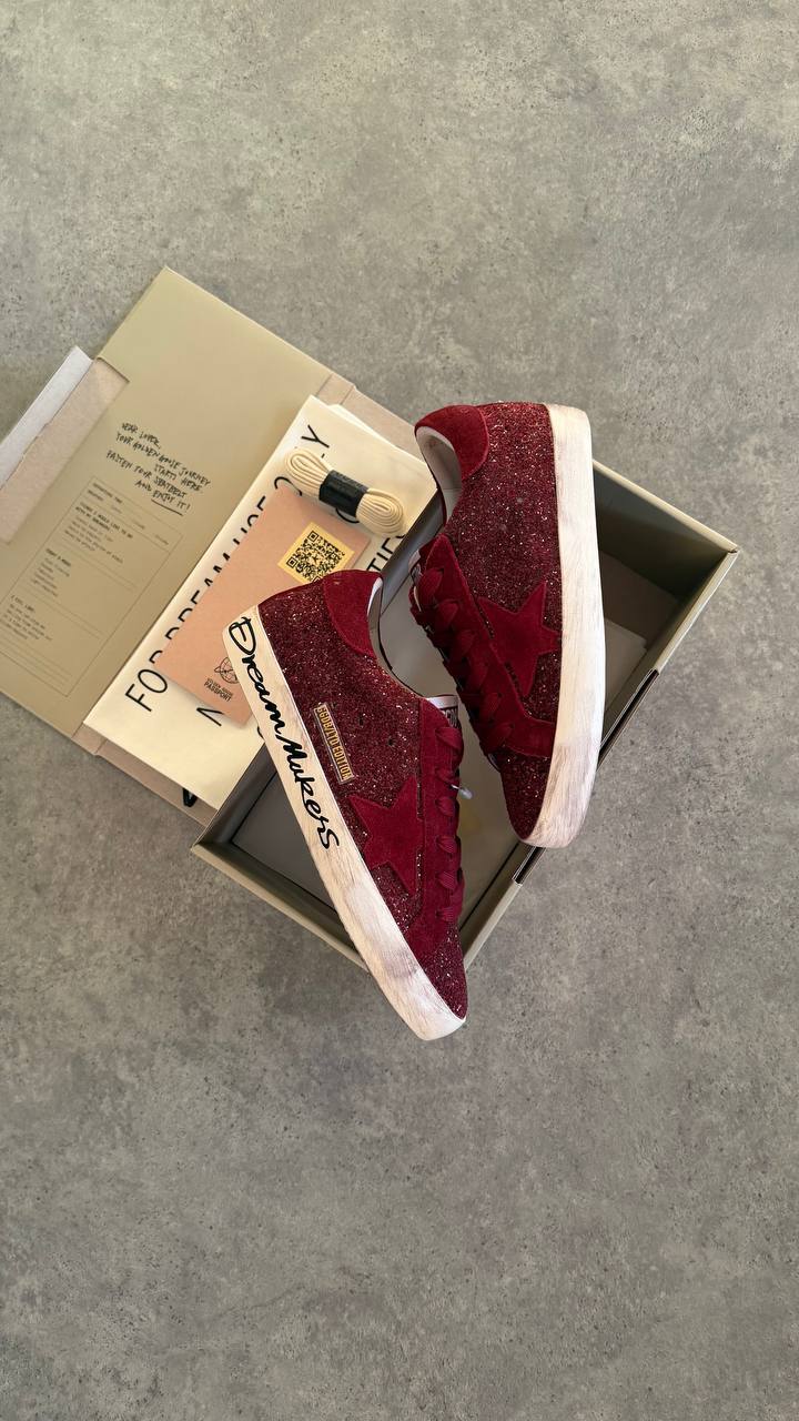 Golden Goose Superstar Bordeaux Glitter Suede “Dream Makers” Limited Edition Sneaker