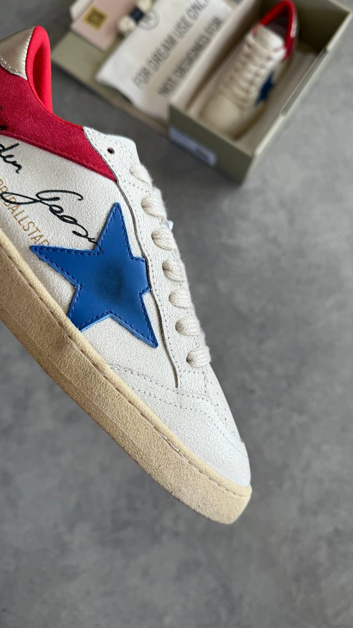 Golden Goose Ball Star White Blue Star Red Heel