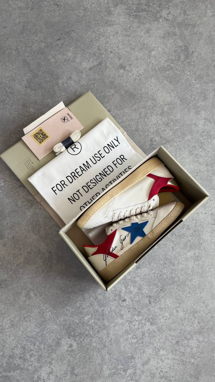 Golden Goose Ball Star White Blue Star Red Heel