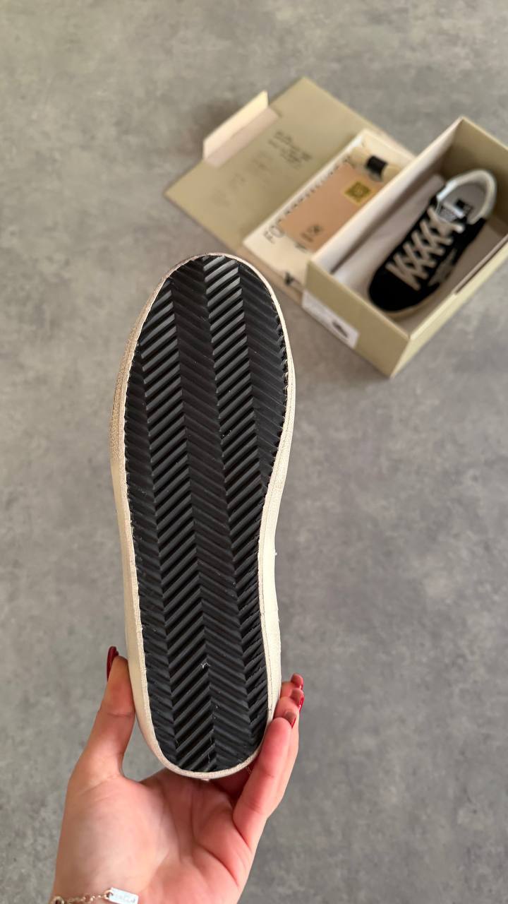 Golden Goose Superstar Black Suede with Silver Glitter Star & White Heel Tab Sneaker