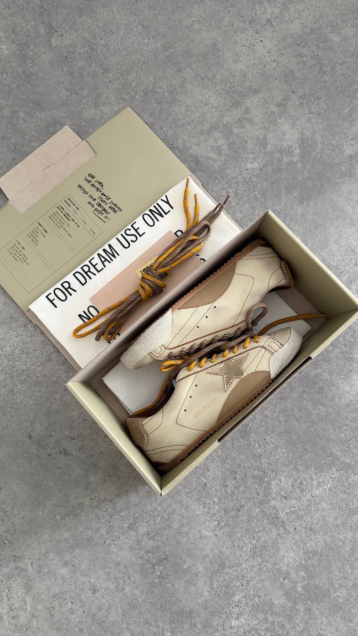 Golden Goose Superstar White Leather with Brown Leather Star & Multicolor Laces