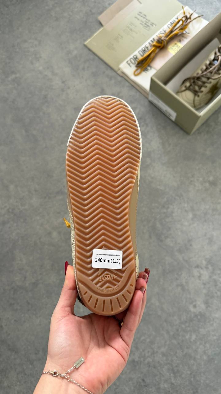 Golden Goose Superstar White Leather with Brown Leather Star & Multicolor Laces