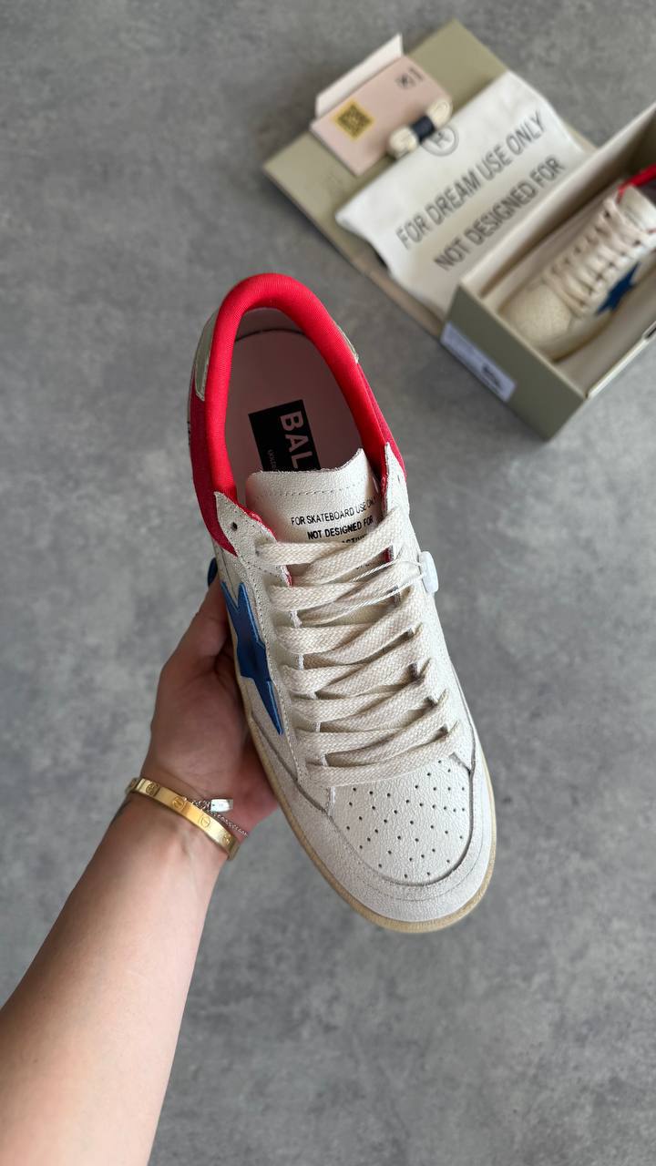 Golden Goose Ball Star White Blue Star Red Heel
