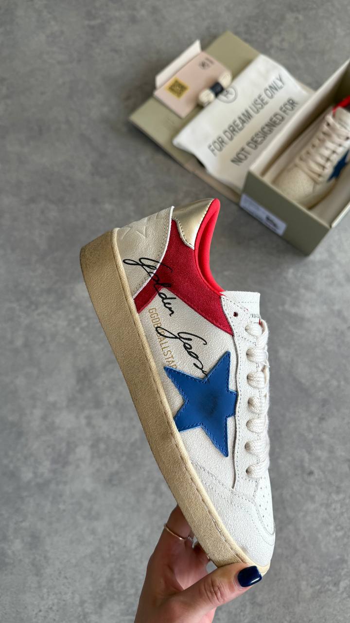 Golden Goose Ball Star White Blue Star Red Heel