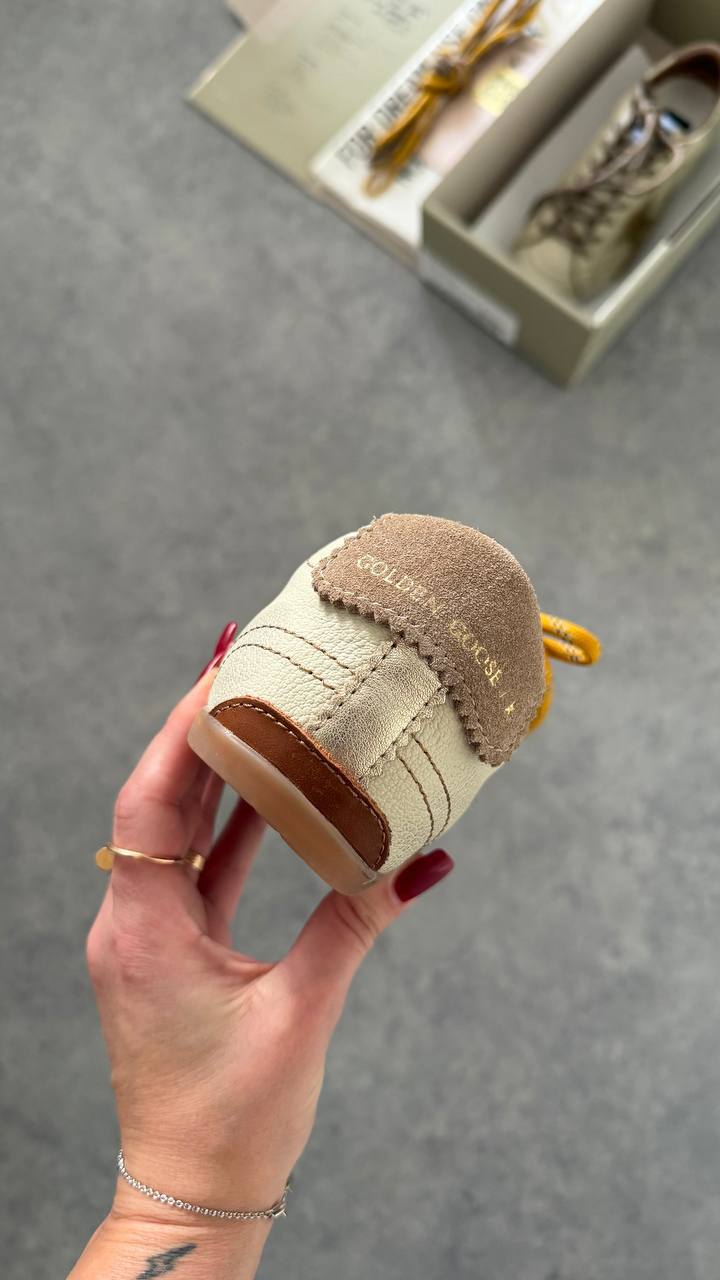 Golden Goose Superstar White Leather with Brown Leather Star & Multicolor Laces