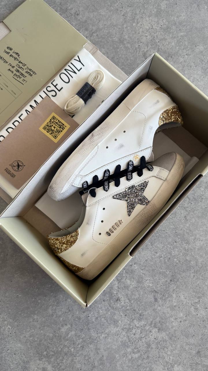 Golden Goose Superstar White Silver Star Gold Heel