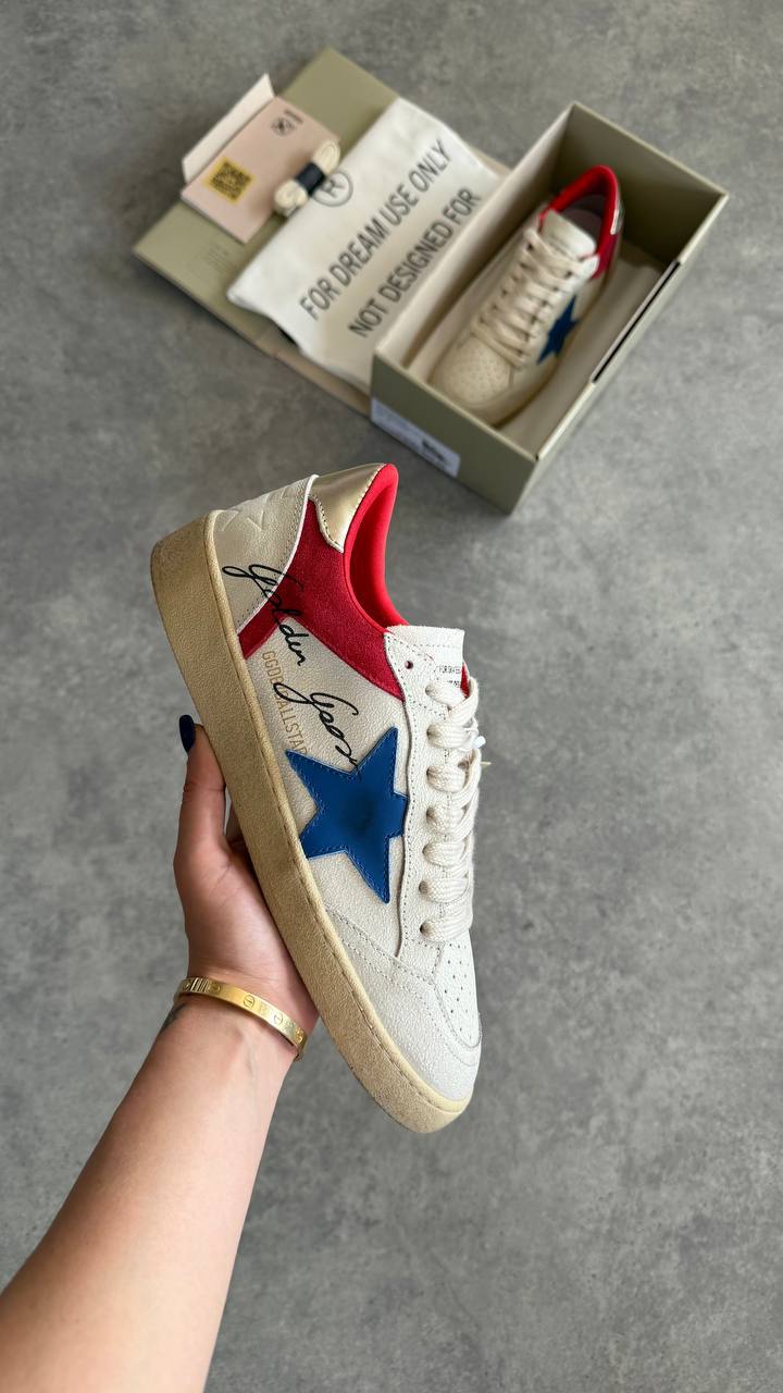 Golden Goose Ball Star White Blue Star Red Heel