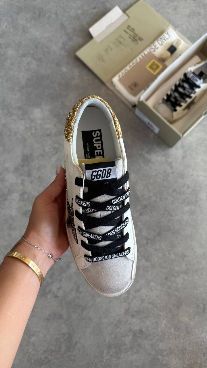 Golden Goose Superstar White Silver Star Gold Heel