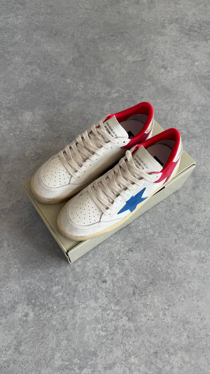 Golden Goose Ball Star White Blue Star Red Heel